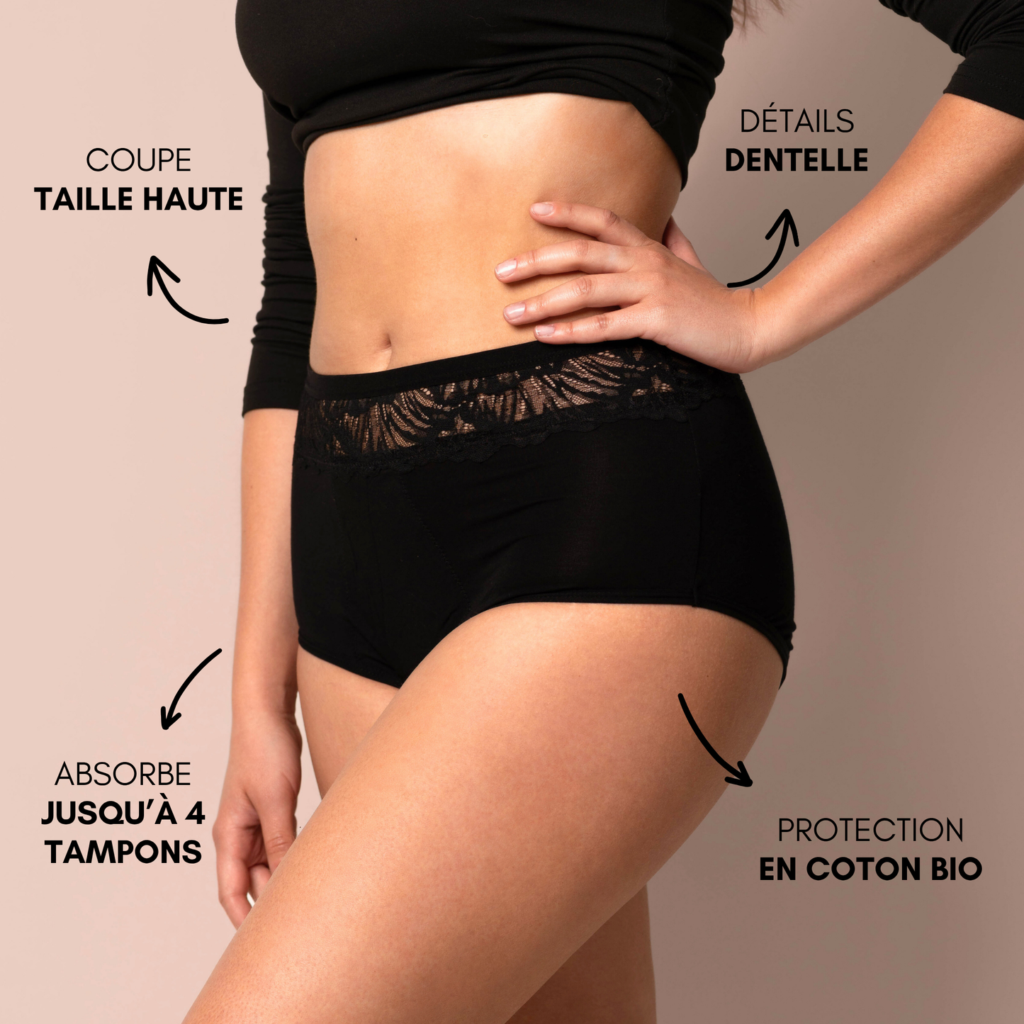 Culotte Menstruelle Clémence (taille haute) Nouveauté