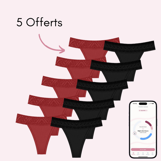 Pack Tanga : 5 Laura - 5 Marine rouges