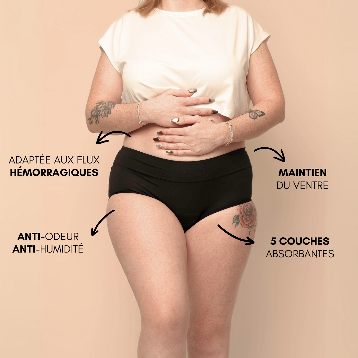 Culotte Menstruelle Post-Partum Marie (Nouveauté) Adaptée aux flux hémorragiques
